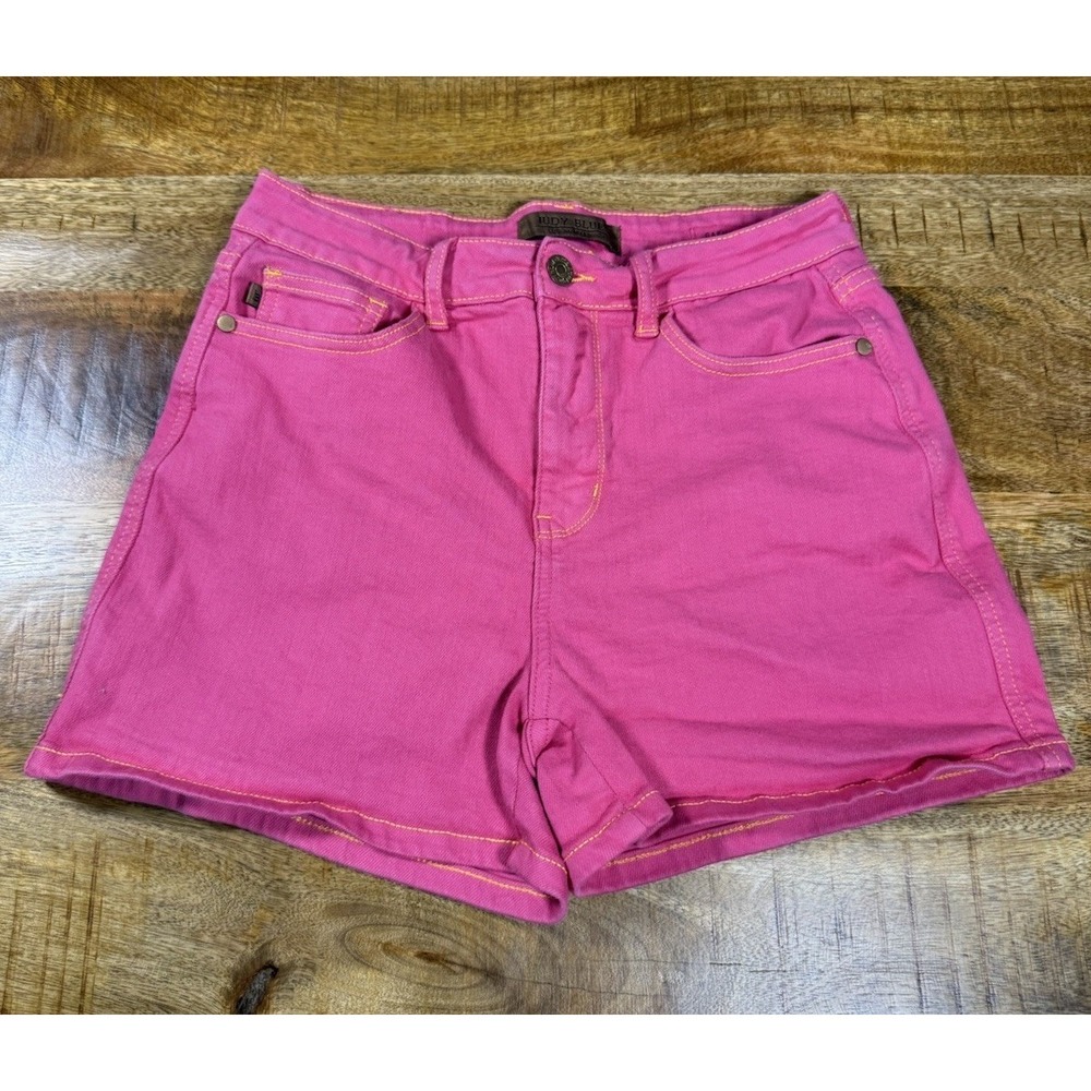 Judy Blue Pink Denim Shorts‎ Womens M High Rise Stretch Jean Shorts Summer